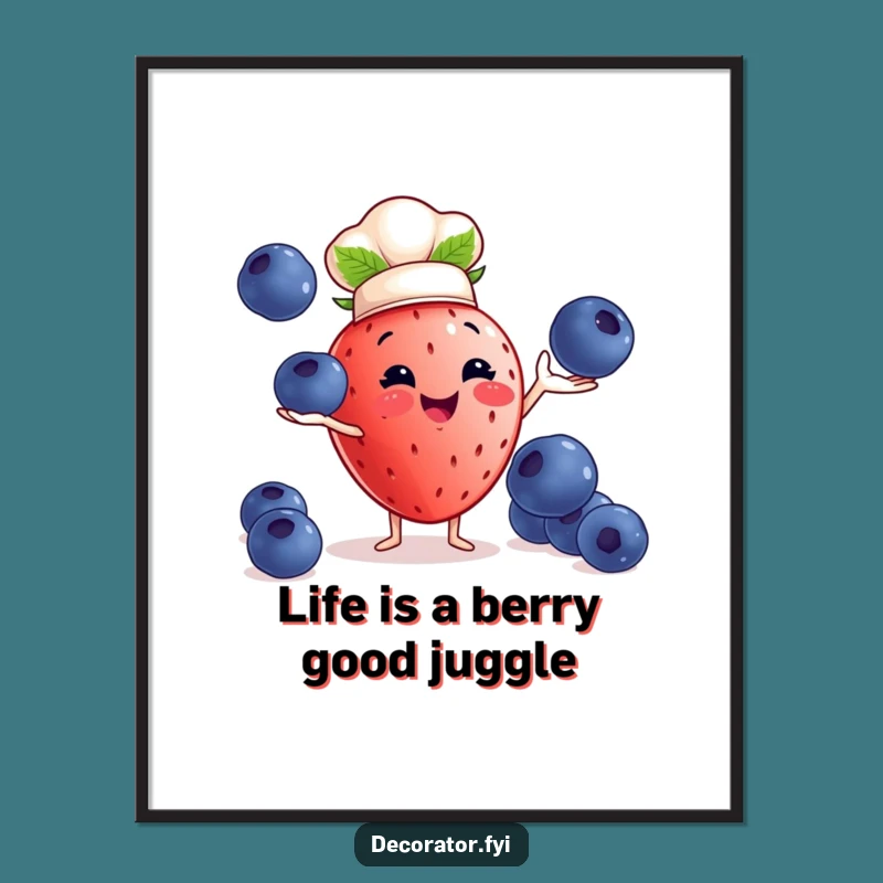 Free Printable Chef Strawberry Art - Funny Downloadable Decor Gift!