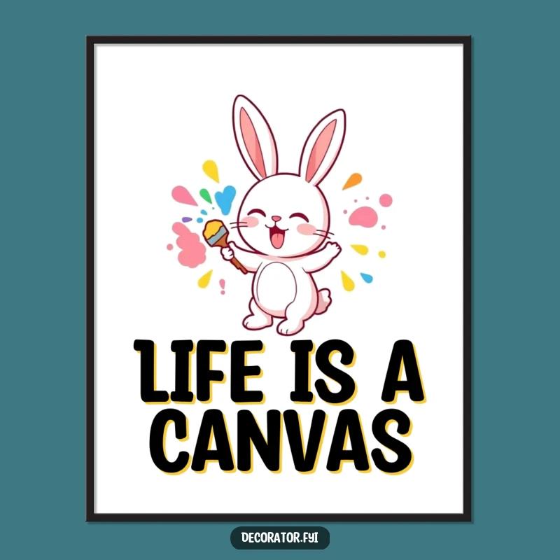 Free Printable Wall Art: Bunny Painting Chaos! Funny Downloadable Decor