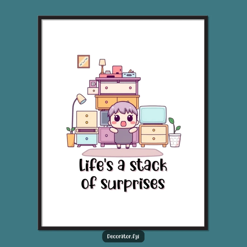 Free Printable Furniture Stack Art: Funny Downloadable Decor for Organized Minds!