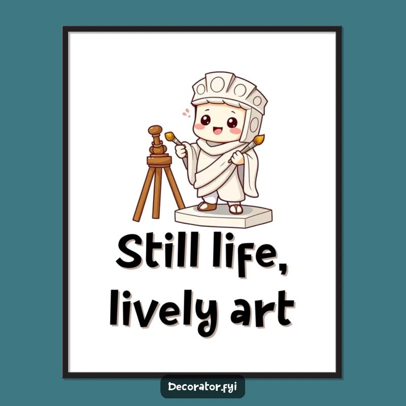 Funny Free Printable Wall Art: Mischievous Statue Pose with Paintbrush for Quirky Decor