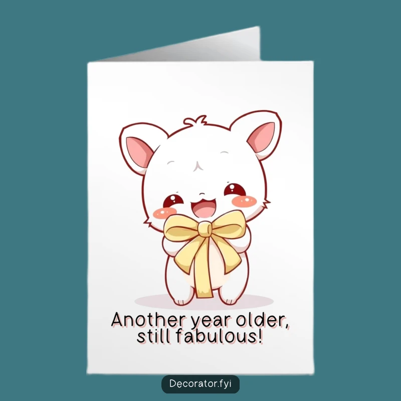 Free Printable Birthday Card: Playful Character Unwrapping Gift, Funny Downloadable Greeting