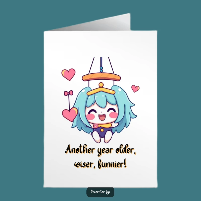 Funny Free Printable Birthday Card: Joyful Character Hanging Mobile Gift