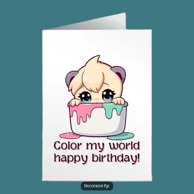 Funny Free Printable Birthday Card: Curious Pal Explores Paint for a Creative Celebration