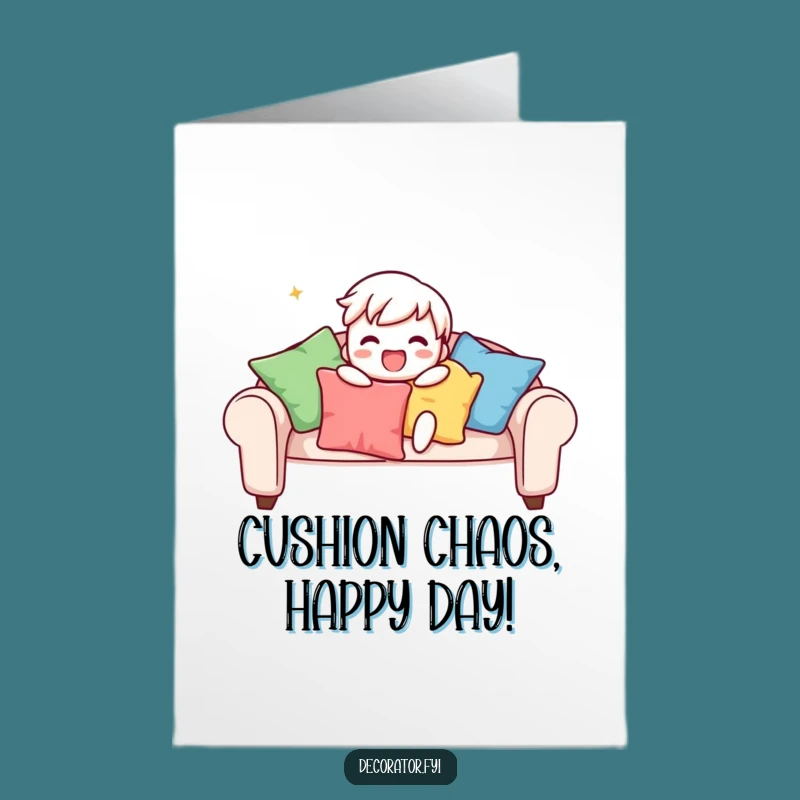 Free Printable Funny Birthday Card: Cushion Character - DIY Downloadable Gift