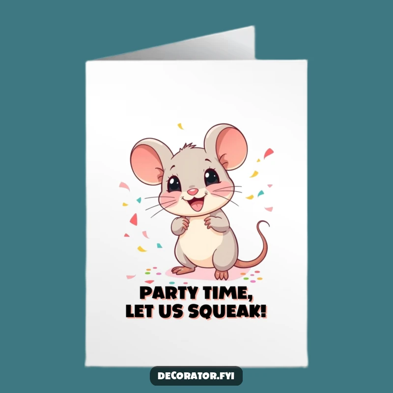 Free Printable Birthday Card: Funny Mouse Party, Confetti Fun, Downloadable Gift