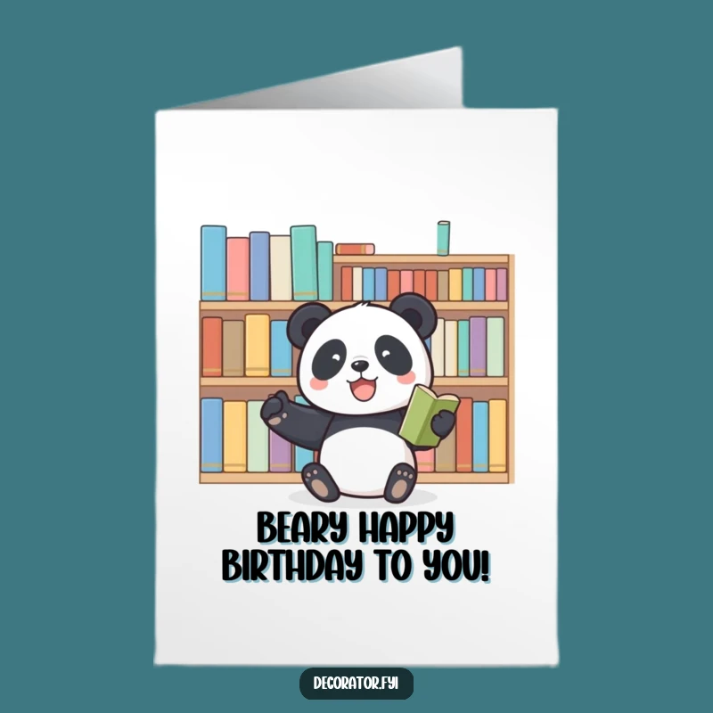 Free Printable Birthday Card: Funny Panda Book Lover, Happy Reading, Downloadable Gift