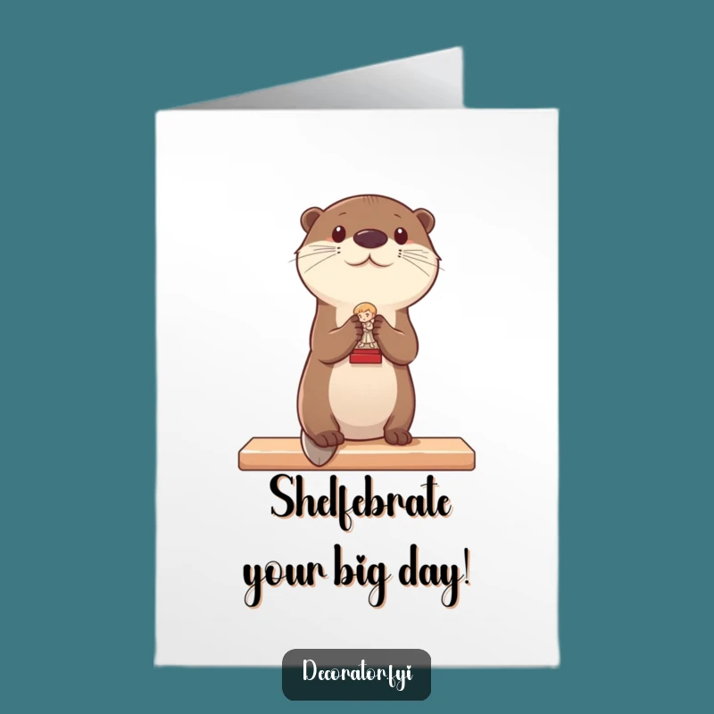 Free Printable Otter Shelf Birthday Card - Quirky Decor Fun Downloadable Gift