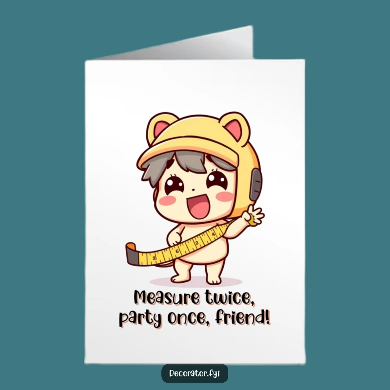 Funny Free Printable Birthday Card: Enthusiastic Tape Measure Character Gift