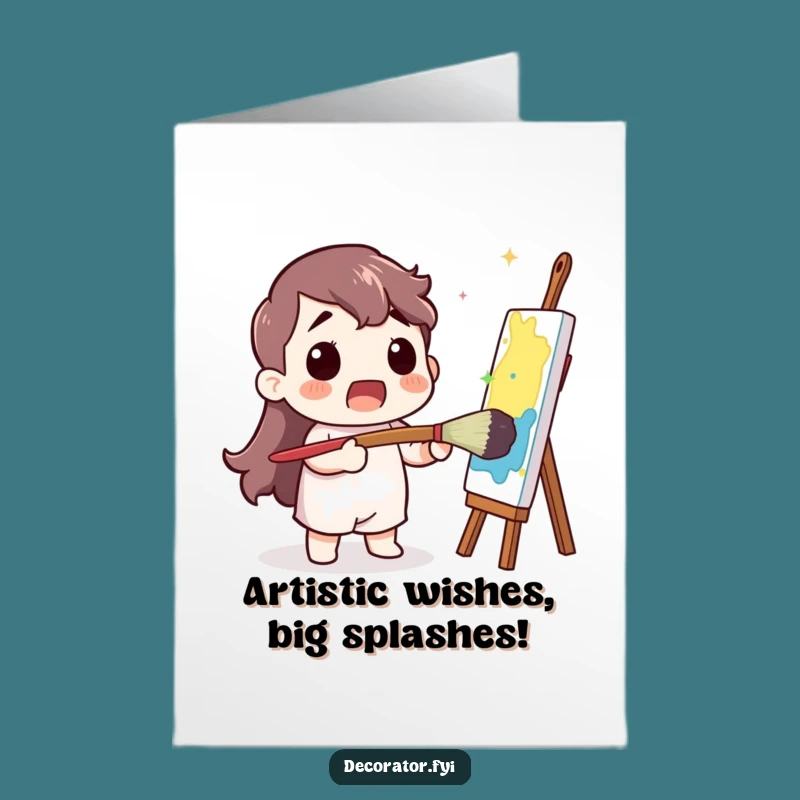 Funny Free Printable Birthday Card: Surprised Painter DIY Gift for Laughs