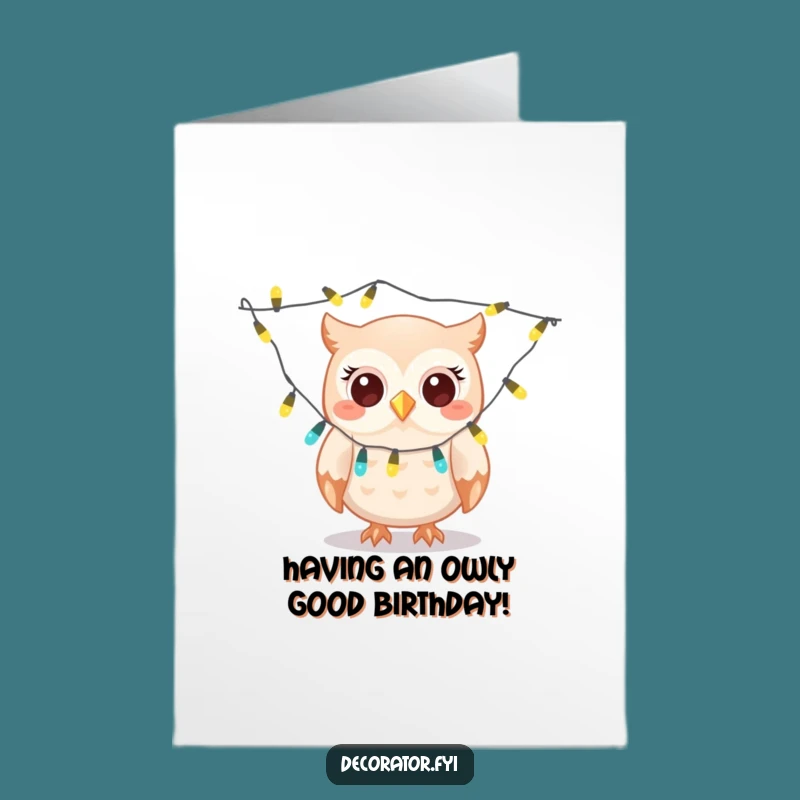 Free Printable Owl Birthday Card: Funny Twinkling Lights Downloadable Gift