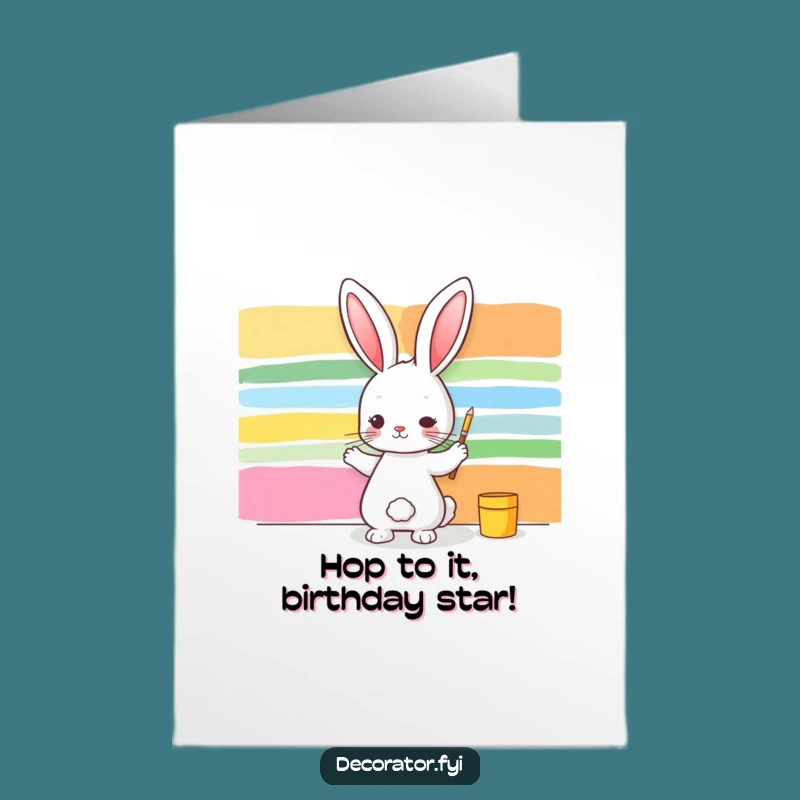 Free Printable Birthday Card: Funny Rabbit Artist, DIY Gift for Laughs!