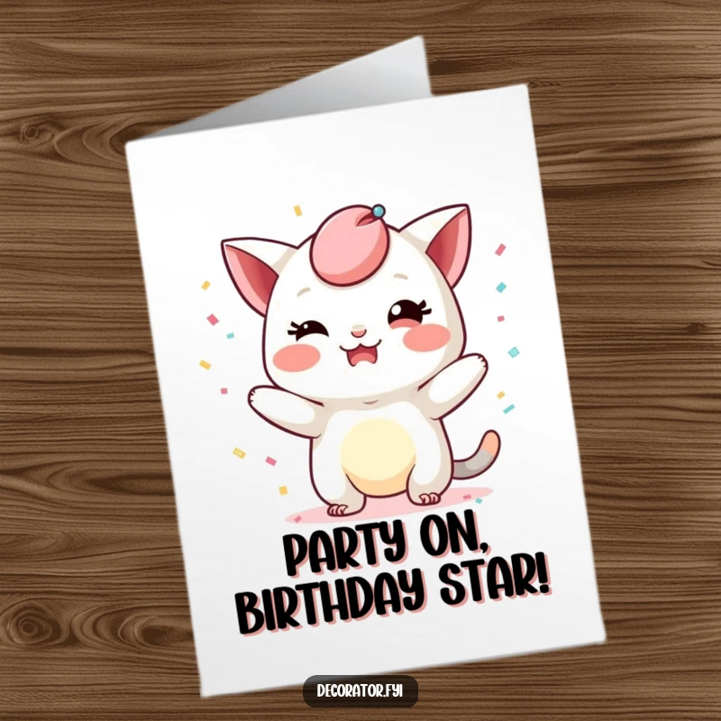 Funny Free Printable Birthday Card: Mischievous character playfully scatters confetti, adding a touch of chaotic, humorous celebration.