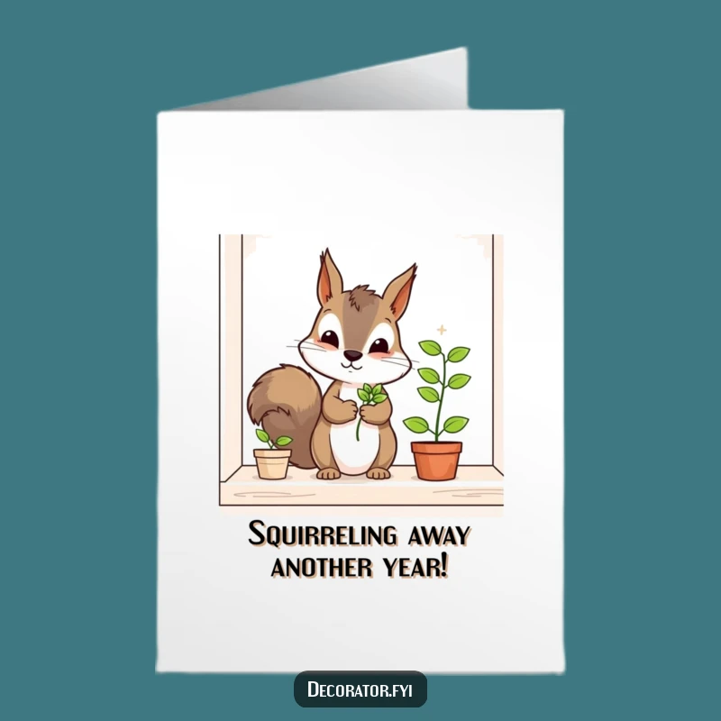 Free Printable Squirrel Birthday Card: Funny DIY Plant Lover Downloadable Gift