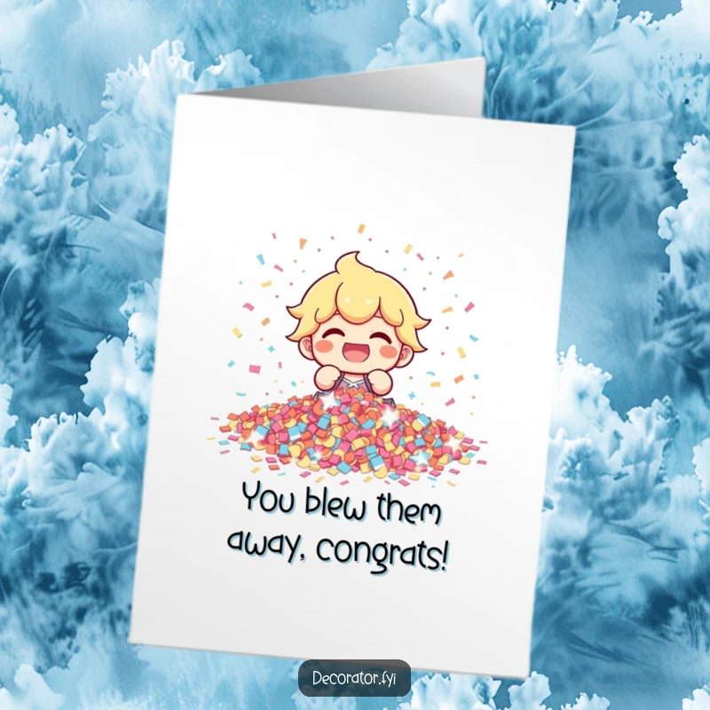 Funny Free Printable Congratulations Card: A joyful character gleefully scattering shimmering confetti, celebrating your amazing accomplishment.