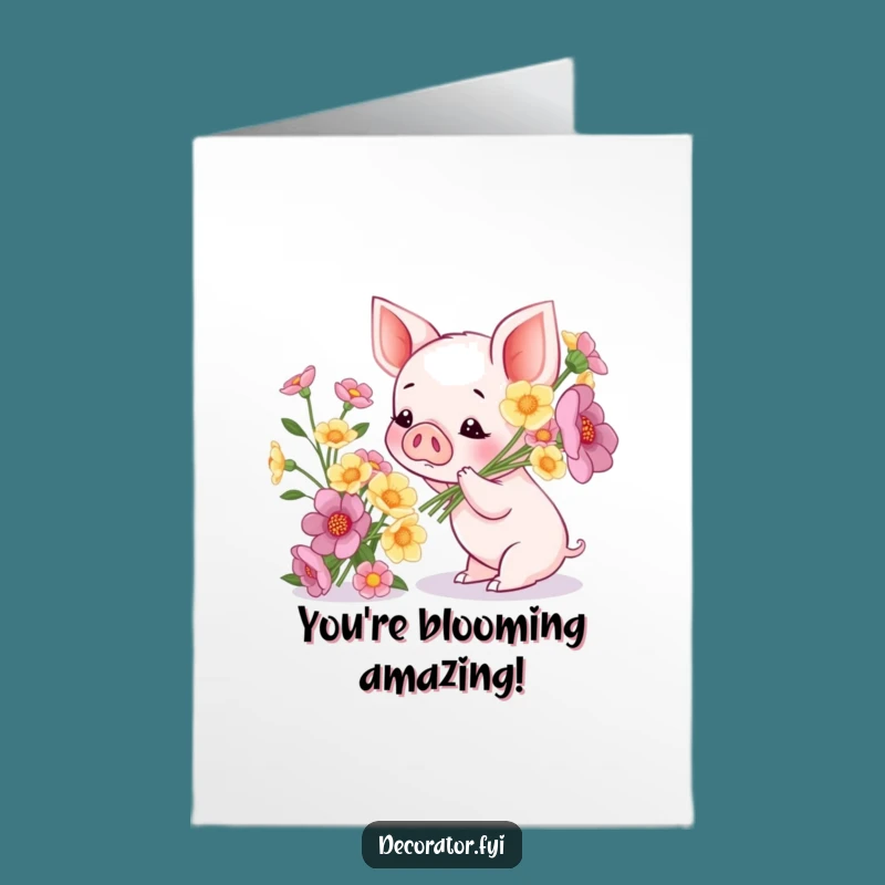 Free Printable Congrats Card: Piglet's Flower Joy, Funny Downloadable Gift!