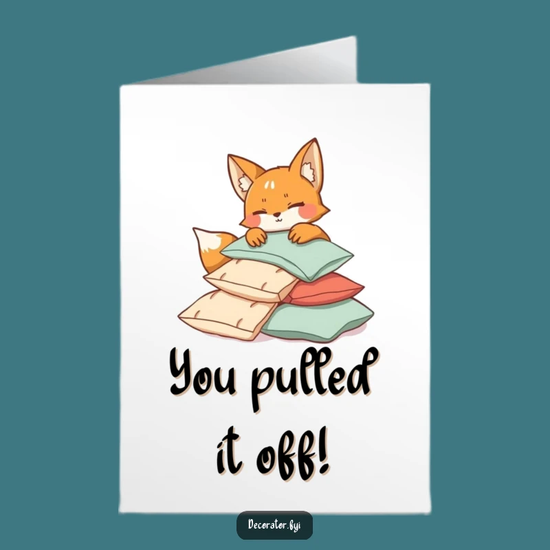 Free Printable Fox Cushions Congrats Card: Hilarious Downloadable Gift for Lounging