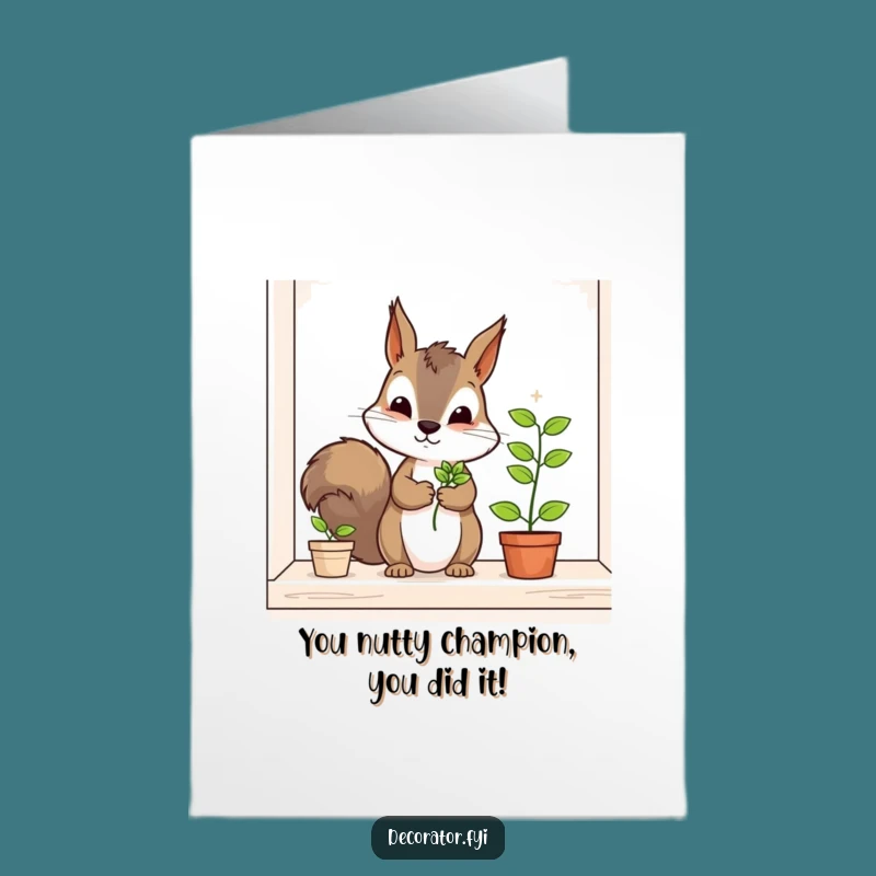 Free Printable Squirrel Congratulations Card: Funny DIY Plant Gift Downloadable
