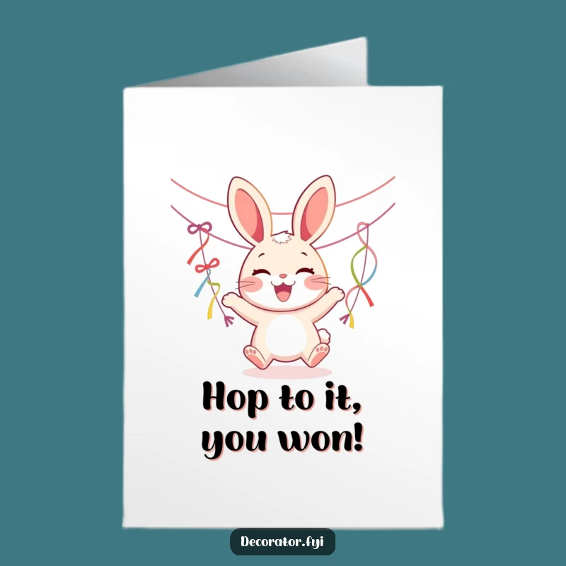 Free Printable Bouncing Rabbit Congrats Card - Festive Downloadable Achievement Greeting