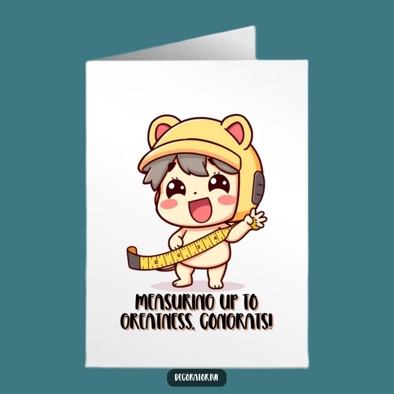 Free Printable Congratulations Card: Exaggerated Tape Measure, Humorous Downloadable