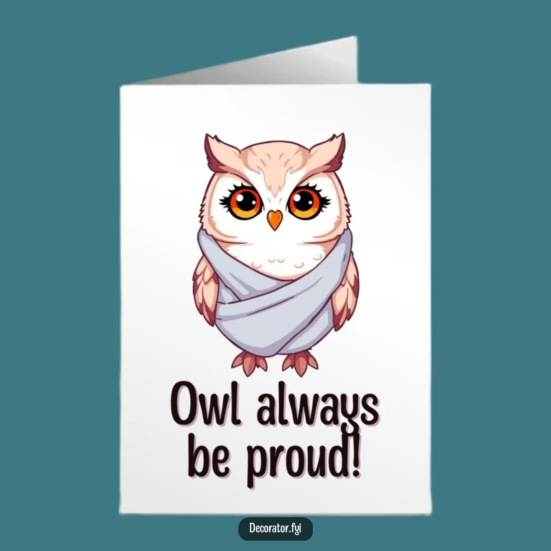 Free Printable Congrats Card: Whimsical Owl Draping Fabric, Twinkling Eyes, Downloadable Gift