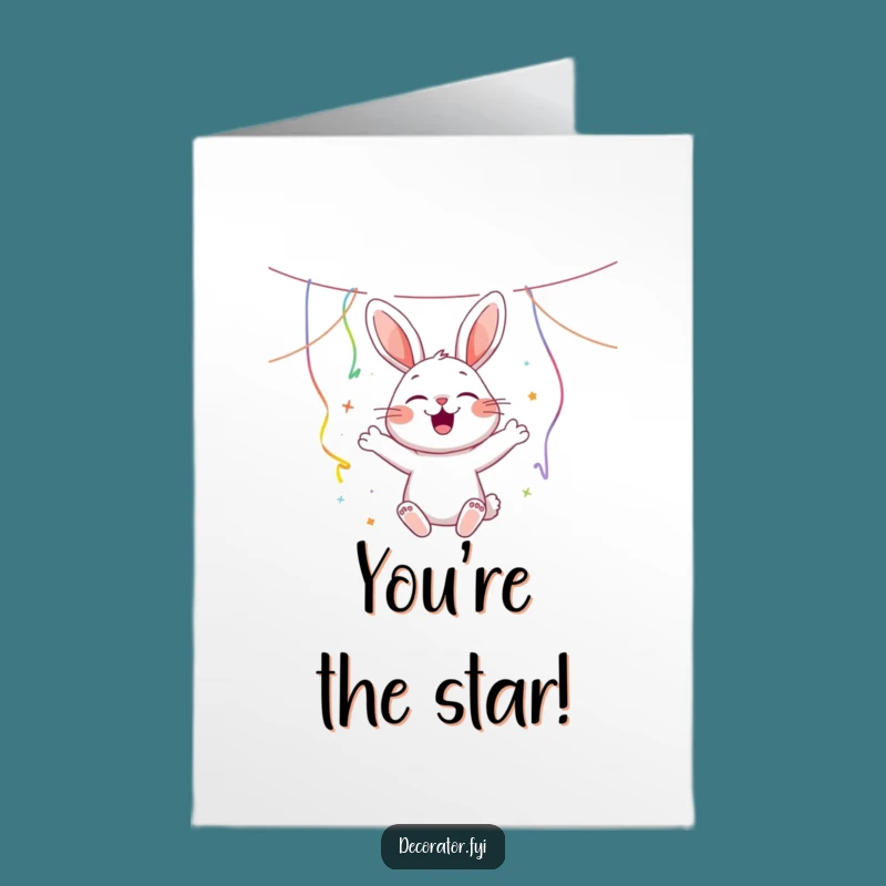Free Printable Rabbit Streamers Congrats Card: Hilarious Downloadable Gift for Parties