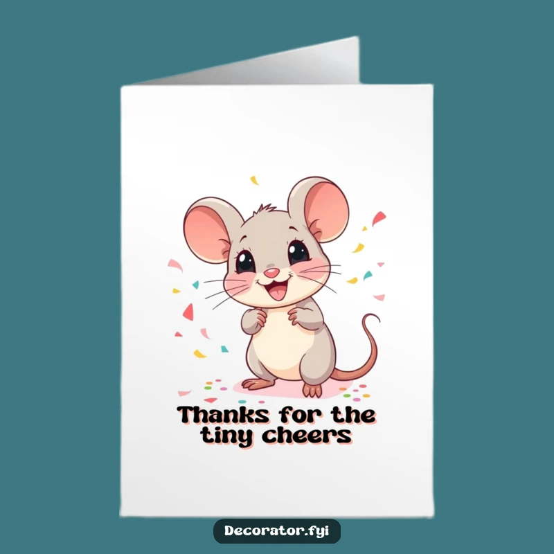 Festive Thanks Card: Free Printable Mouse, Grateful Celebration, Digital Download