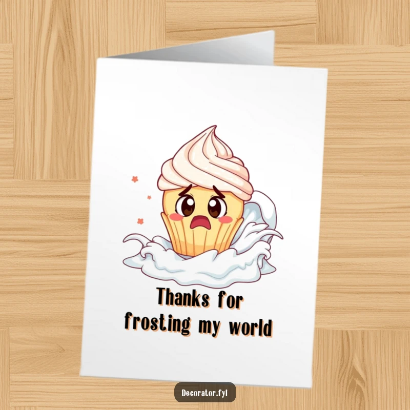 Funny Free Printable Thank You Card: A cupcake narrowly escapes a frosting tsunami, sending thanks for your help!