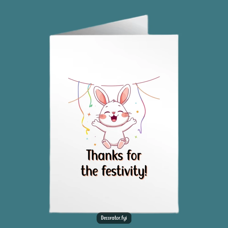 Free Printable Rabbit Streamers Thank You Card: Funny Downloadable Gift for Thanks