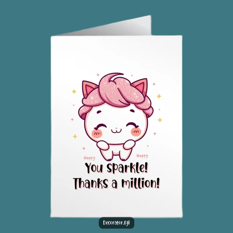 Free Printable Thank You Card: Glitter Gratitude, Happy Character, Funny Downloadable Message