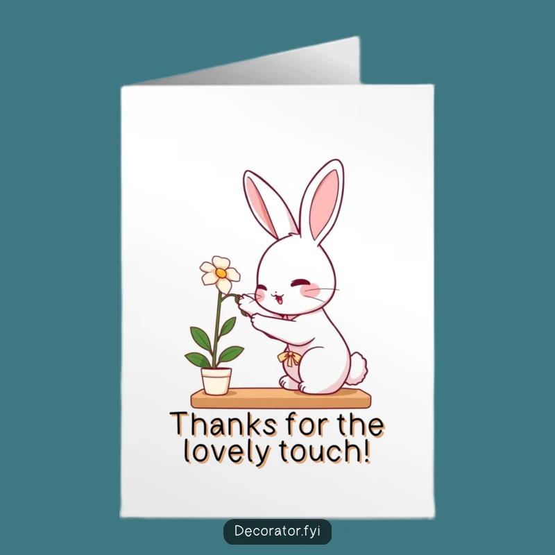 Free Printable Thank You Card: Rabbit's Flower Gift For A Funny Thanks