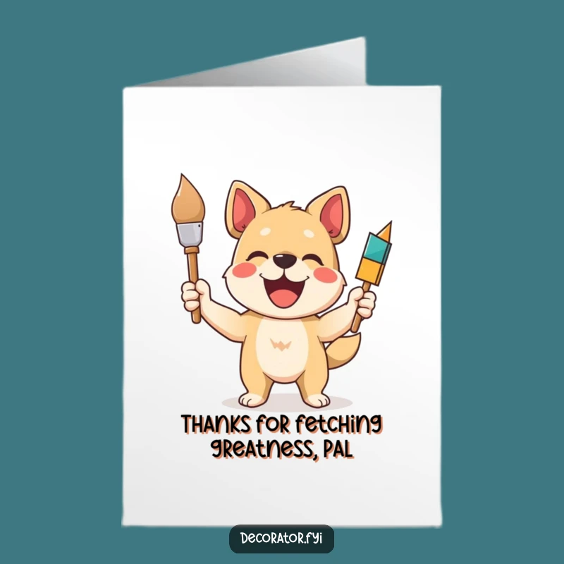 Funny Thank You Card: Free Printable Dog Painter, Express Gratitude, Digital Download