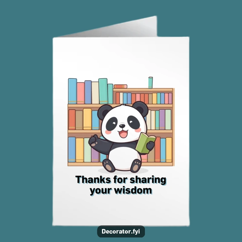 Literary Thanks Card: Free Printable Panda, Grateful Greetings, Digital Download