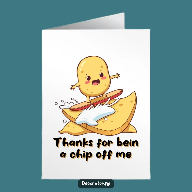 Free Printable Surfing Potato Thank You Card: Funny Chip Gratitude Downloadable