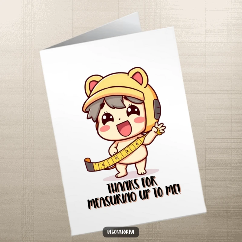 Funny Free Printable Thank You Card: Character measures with exaggerated enthusiasm, a truly unique DIY gift.