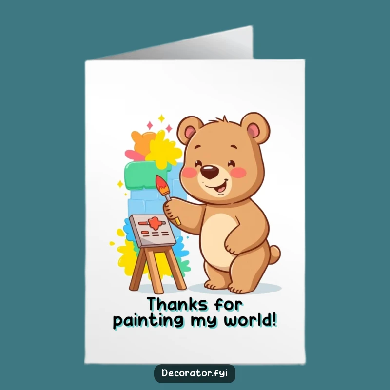 Free Printable Thank You Card: Bear's Artful Thanks For A Funny Gift