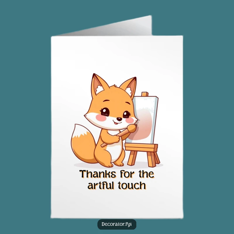 Free Printable Fox Artist Thank You Card - Grateful Creation Downloadable Gift