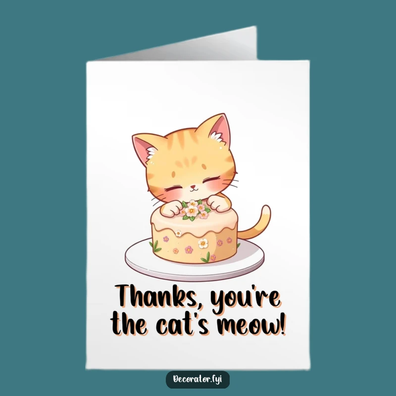Free Printable Thank You Card: Cat's Cake Thanks, Humorous Downloadable Gift