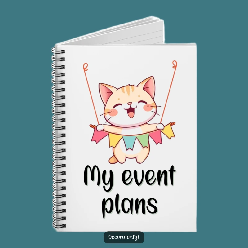 Funny Happy Cat Banner Notebook, Hilarious Party Journal, Festive Feline Notes Keeper