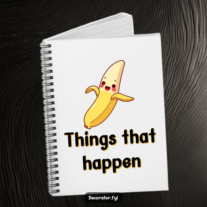 Funny Notebook: A delighted banana peel slides down a slippery breadstick, perfect for humorous note-taking.