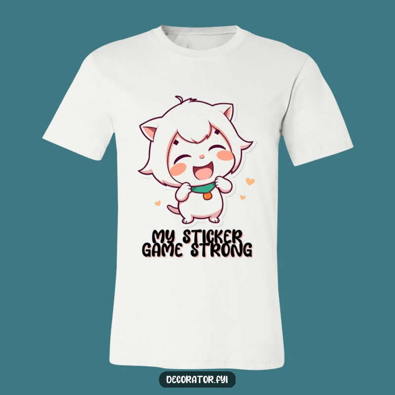 Funny Sticker Artist T-Shirt: Mischievous Character Giggling - Perfect Humorous Gift for Fun Lovers!