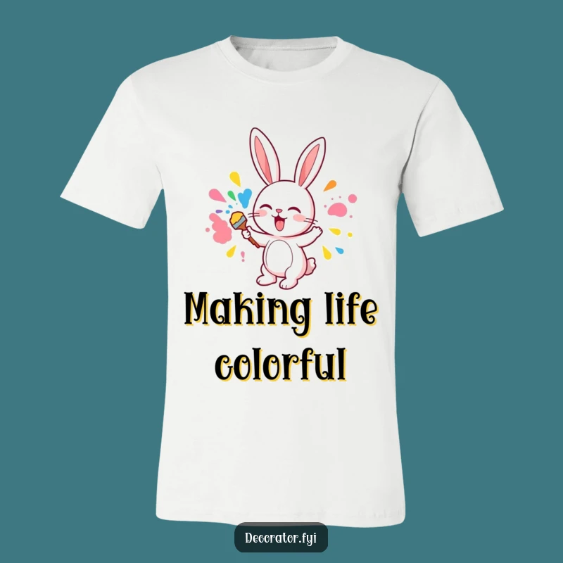 Funny Cute Bunny Painting T-Shirt, Hilarious Artist Tee, Colorful Bunny Creation Gift