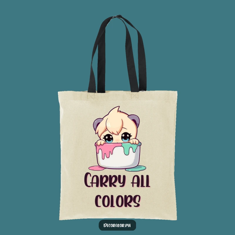 Funny Art Explorer Tote Bag: Curious Character & Paint Pot, Ideal Funny Gift