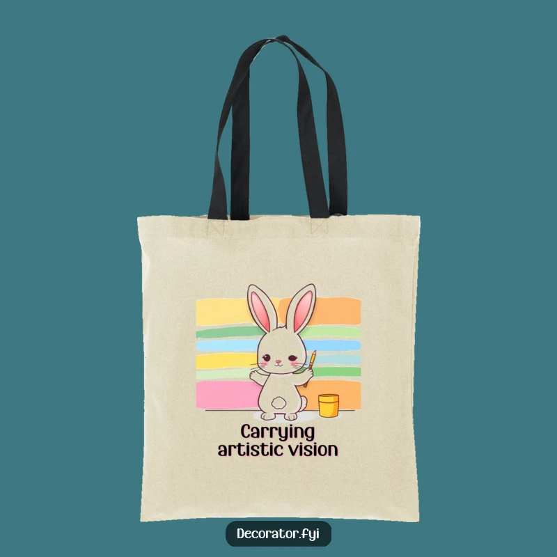 Funny Rabbit Art Tote Bag: Carry Your Essentials with This Hilarious Painter!