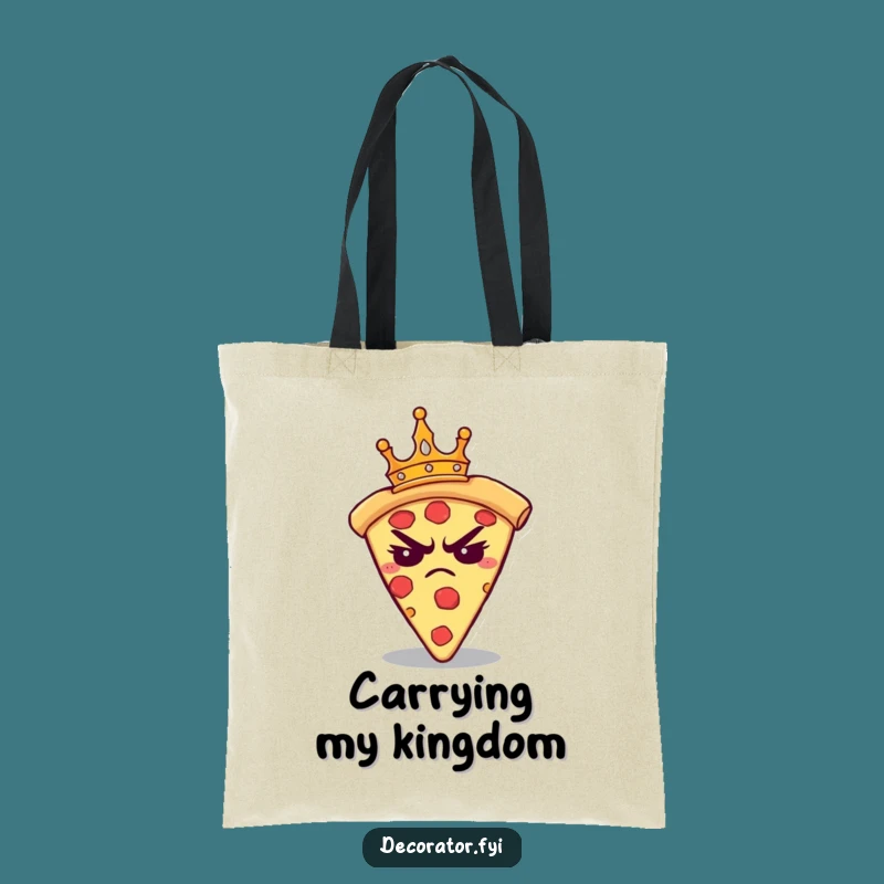 Funny Grumpy Pizza Crown Tote Bag: Hilarious Annoyed Foodie Accessory for Everyday Royal Errands