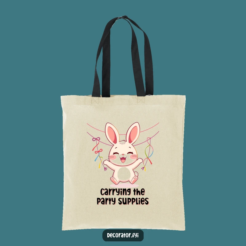 Funny Joyous Rabbit Streamers Tote Bag: Chic Party Carryall, Wonderful Funny Gift