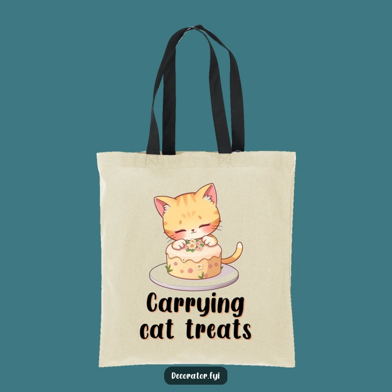 Funny Cat Cake Decorating Tote Bag: Carry Your Sweetness Stylishly
