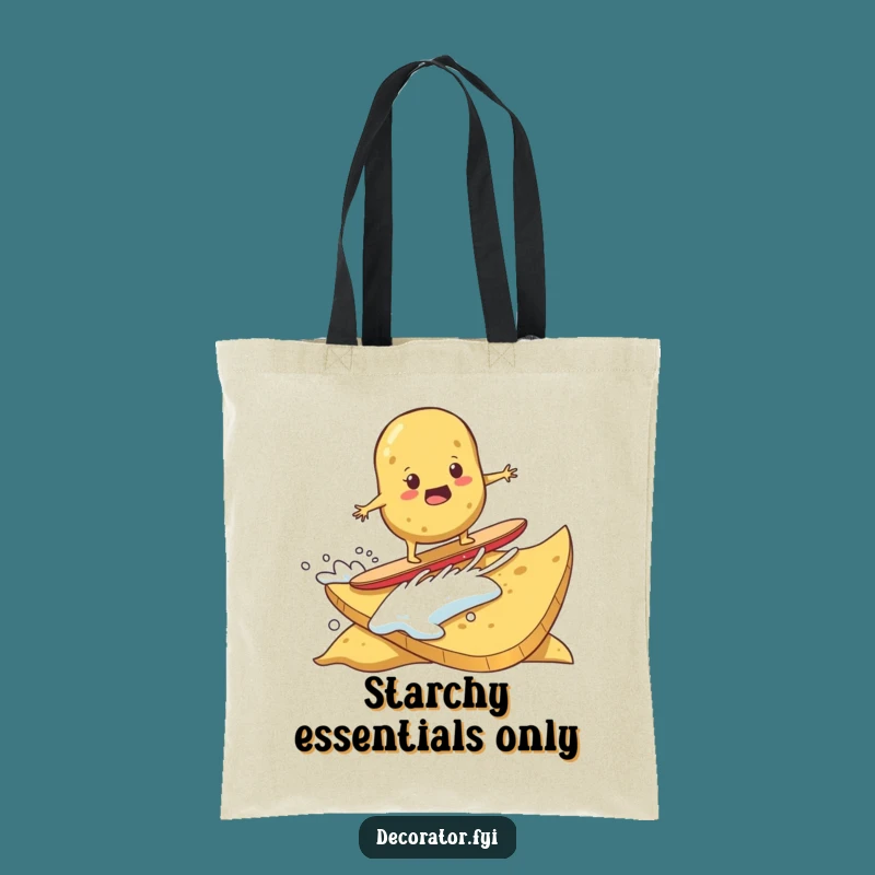 Funny Potato Surfing Chip Tote Bag: Hilarious Determined Accessory for Snack Adventures